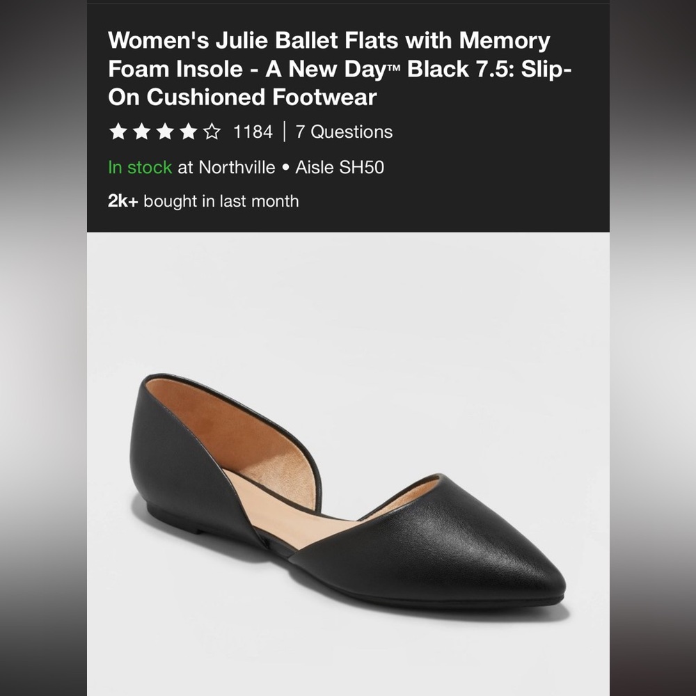 A New Day Black Julie Ballet Flats